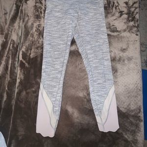 Lululemon grey and white Wunder 7/8 with mesh detail